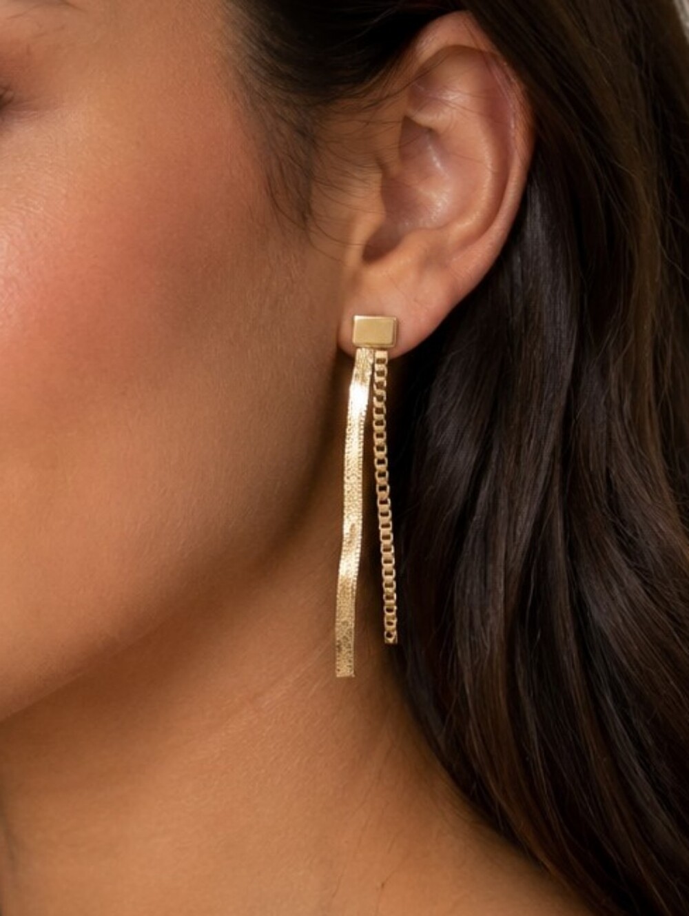 Gold Dangle Bar Earrings - Women Jewelry